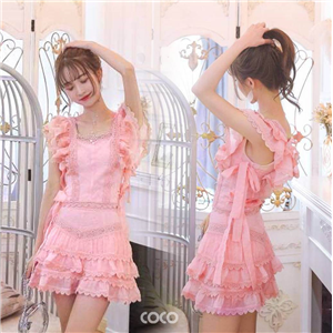 [COCO] เซ็ตเสื้อ+กระโปรงสีชมพูน่ารักเข้าชุดกัน