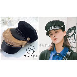 [MABEL] หมวกกัปตันงานผ้าลูกฟูกปีกหนัง