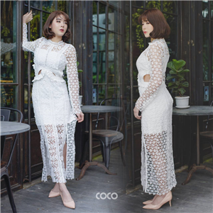[COCO] เดรสยาวผ้าลูกไม้สวยหรูสไตล์แบรนด์ดัง 