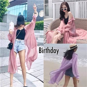 [BirthDay] เสื้อเชิ๊ตคลุมตัวยาวผ้าสไตล์เกาหลี