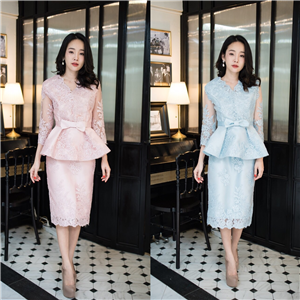 [3160] setเสื้อลูกไม้สีชมพู หวาน สวยสง่ามากๆ