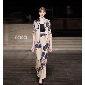 [COCO] เซ็ตเสื้อ+กางเกง เนื้อผ้าเกรดดีพิมพ์ลายดอกสีน้ำเงินสวยเก๋