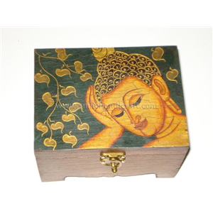 [PT0006] กล่องไม้สัก เพ้นท์ลลายพระพุทธ สำหรับใช้เก็บพระหรือตกแต่งบ้าน