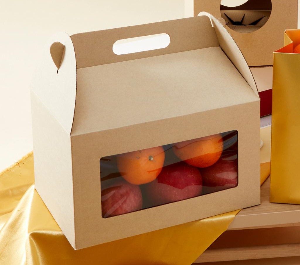 กล่องใส่ผลไม้ กล่องใส่สินค้า บรรจุภัณฑ์ กล่องลูกฟูก JUMBO มีหน้าต่าง