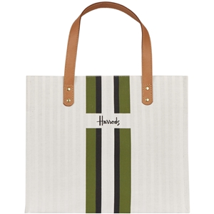 Harrods Green Logo Stripe Grocery Shopper