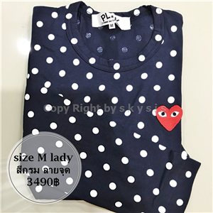 เสื้อ PLAY Comme des Garcons size M แขนยาวลายจุดสีน้ำเงิน แท้100%