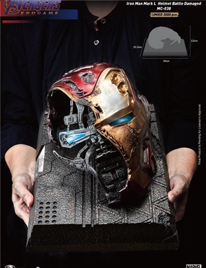 Beast Kingdom MC-038 Marvel Avengers: Endgame Iron Man Mark 50 Helmet Battle Damaged Master Craft Figure Statue