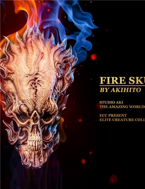 Fire Skull Half Size Statue by Akihito Ikeda