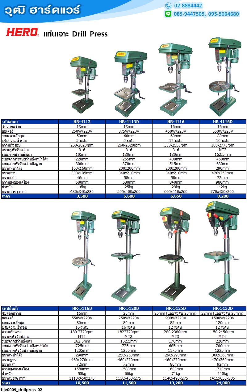 HERO HR-4116 แท่นเจาะ 5/8 450W