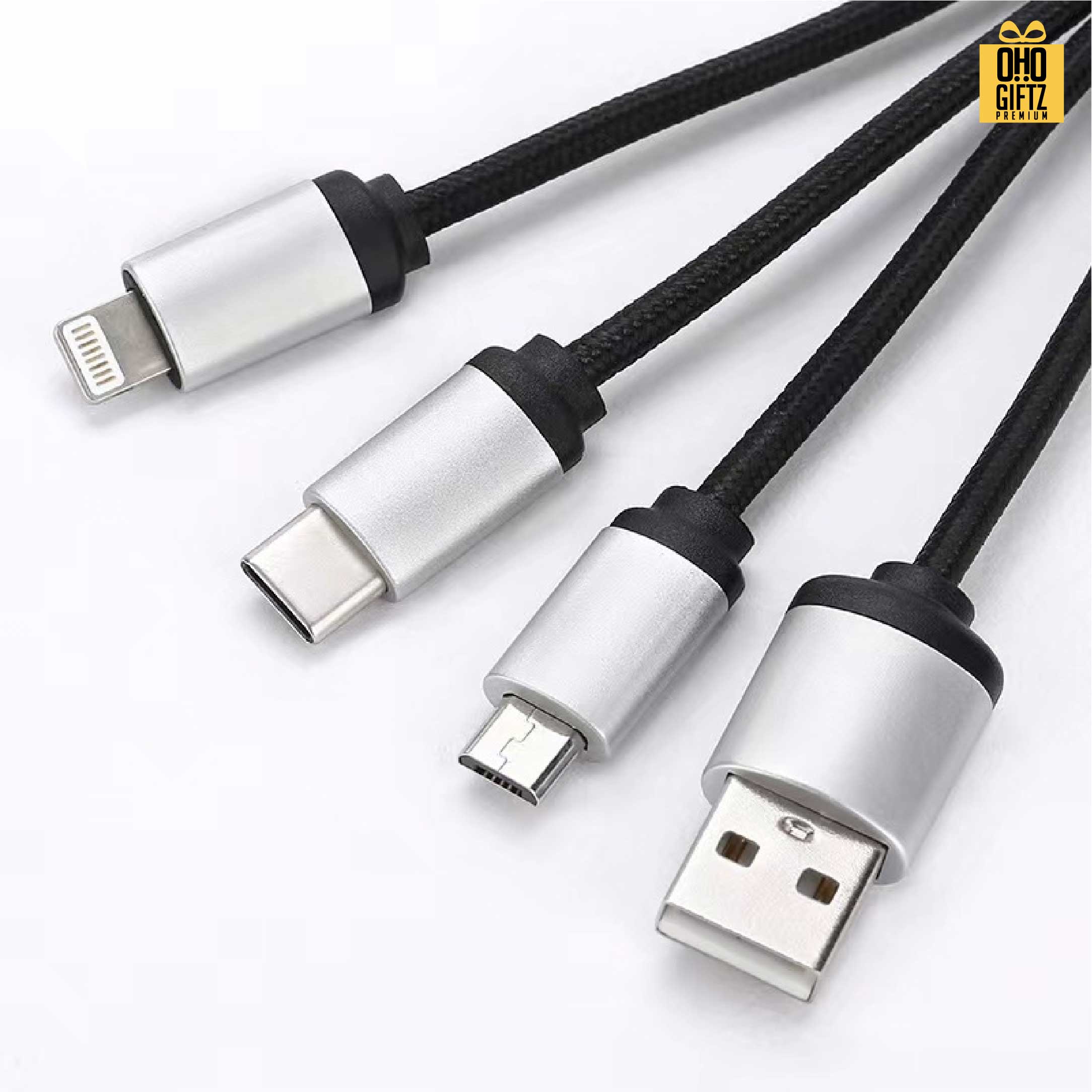 สายเคเบิล 4in1 สกรีนชื่อ โลโก้ ทำเป็นของพรีเมี่ยมได้