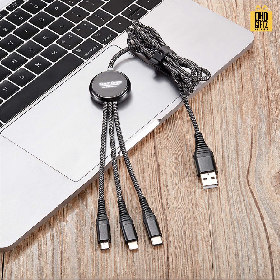 สายชาร์จ 3in1 พร้อมกล่องของขวัญ สกรีนชื่อ โลโก้ ทำเป็นของพรีเมี่ยมได้